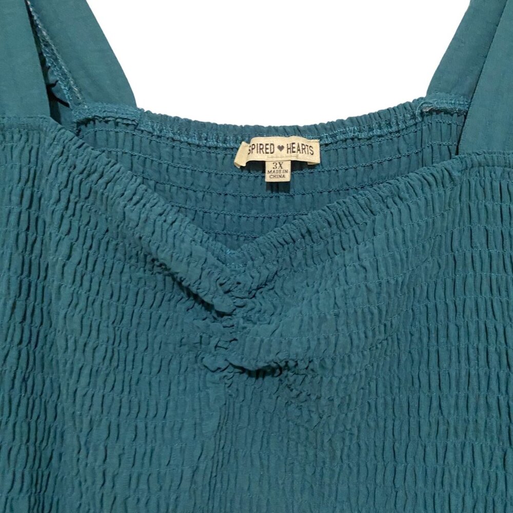 Inspired Hearts Sleeveless Smocked‎ Maxi Dress 3X Teal Green - Picture 3 of 6